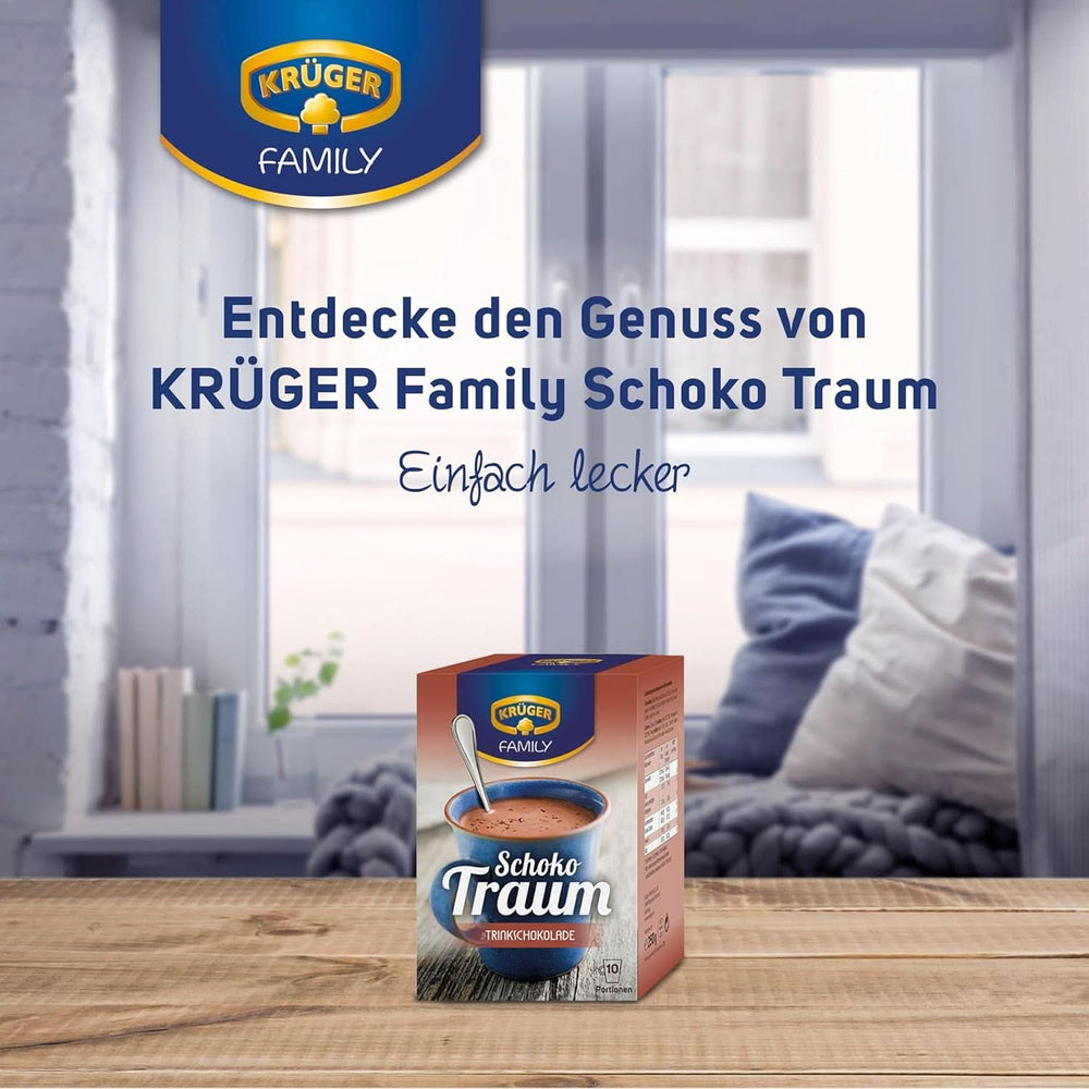 KRÜGER Family, Cacao en poudre pour chocolat chaud, 8 boîtes x 10 sachets, 8 x 250 grammes Cacao et Chocolat Chaud Naty Shop