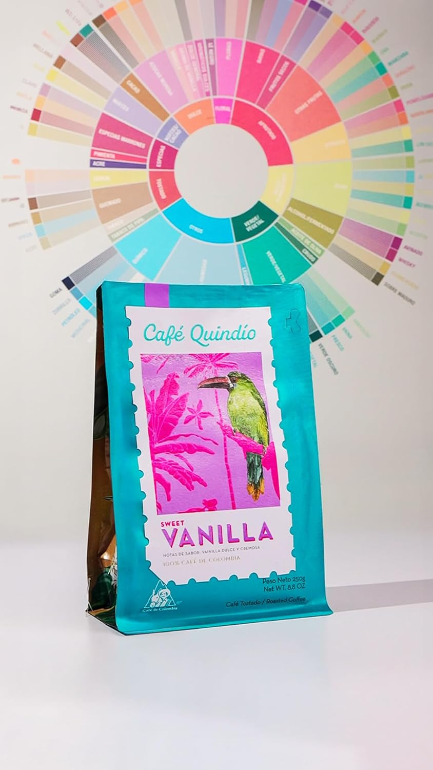 Café de spécialité Café Quindio - Grains de café 100% Arabica, Colombie - aux notes naturelles de vanille douce (250g) - idéal pour le café filtre, les machines porte-filtres ou la presse française