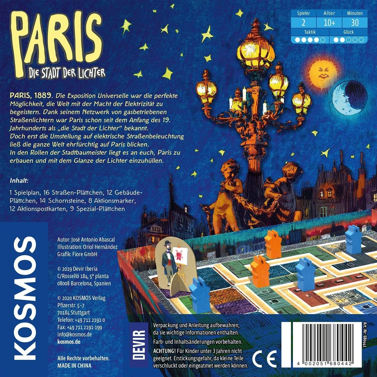 KOSMOS 680442 Paris - Ville Lumière Duel des meilleurs chantiers Jeu de stratégie à 2 joueurs avec des règles simples Jeu à 2 joueurs à partir de 10 ans
