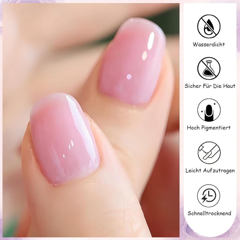 Vernis à ongles rose gelée 13 ml, séchage rapide, longue durée, naturel, translucide, régulier, sans lampe UV, pour femmes, DIY Nail Art (rose classique)