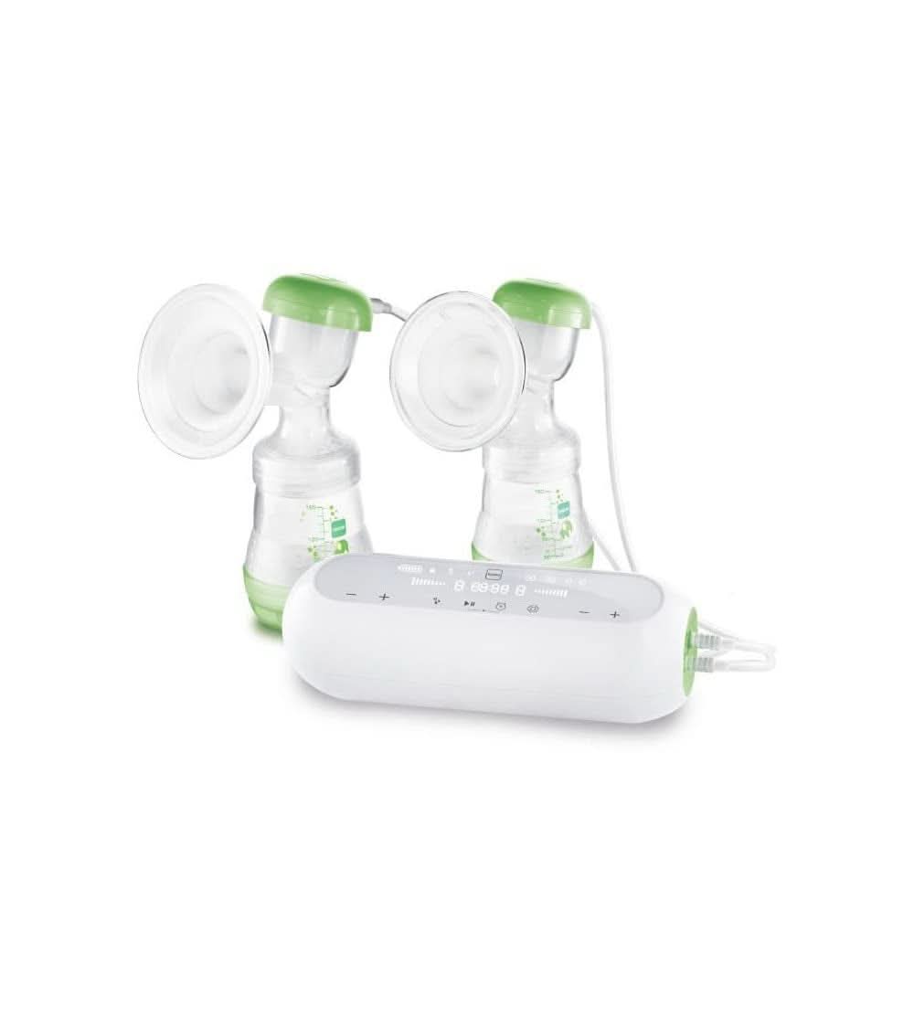 MAM - Pompe à lait double électrique – Pompe à lait 2 en 1 avec 9 intensités et 3 temps d'alimentation – 2 flacons anti-coliques Easy Start et 2 doses d'encre incluses – Vert Accessoires Alimentation et allaitement Baby Naty Shop