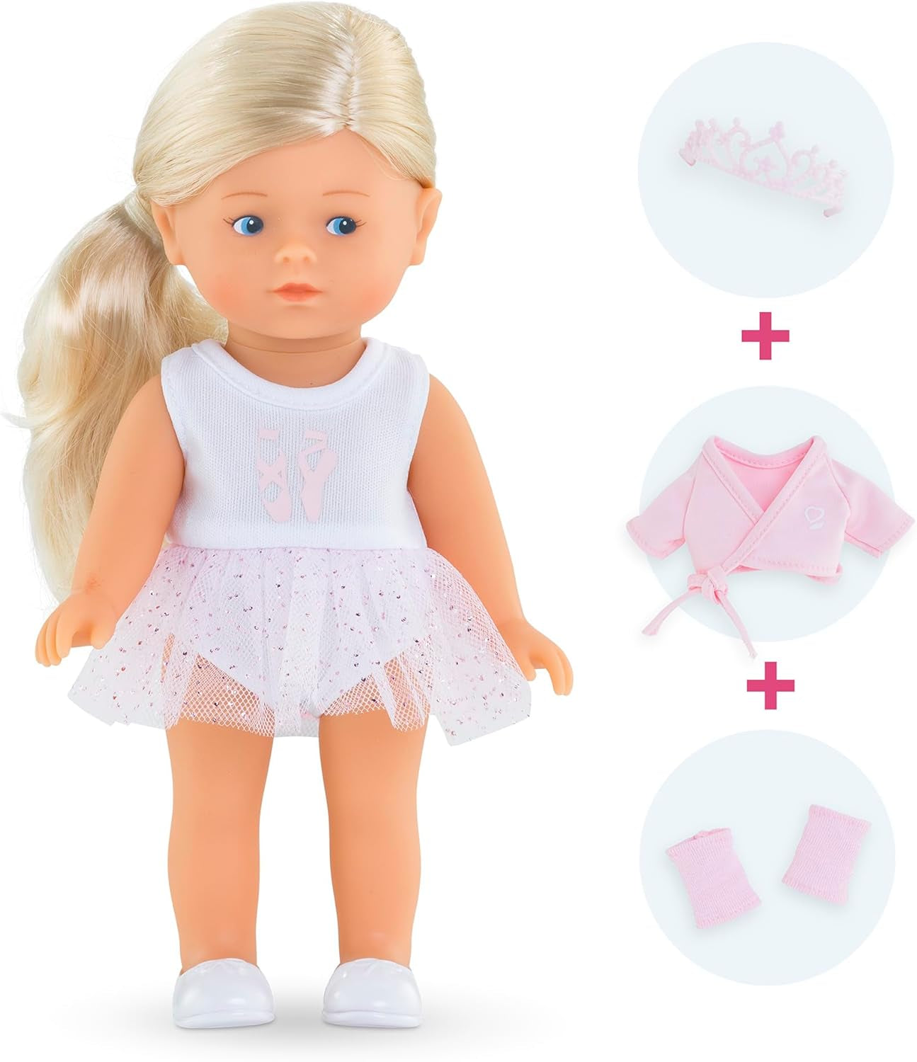 Les Trends Mini Corolline Rosy Ballerina Set, Vollvinylpuppe mit long Haar, extra Outfit in Geschenkbox, Vanilleduft, 20cm, ab 3 Jahren
