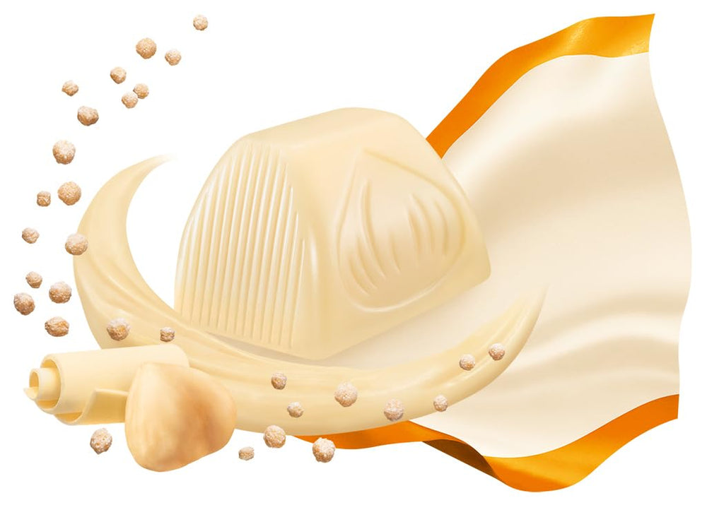 Ferrero Küsschen White Crispy - Cadeau de Saint-Valentin pour elle et lui - Noisettes grillées croustillantes à la crème légère avec éclats croustillants, enrobées de chocolat blanc, 1 paquet de 20 pralines individuelles