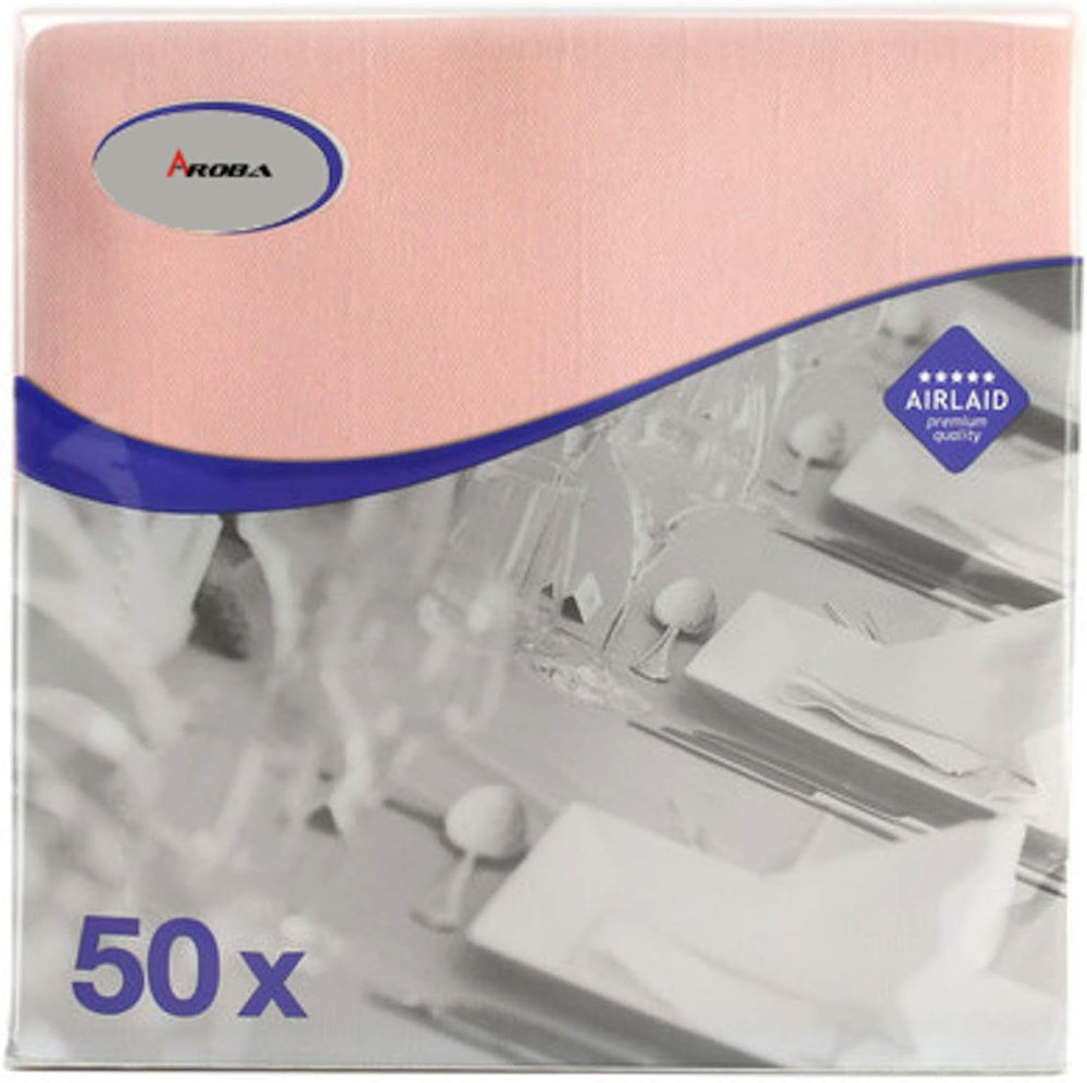 50 Serviettes Aroba Airlaid Aspect Textile 19 COULEURS 40X40 Cm 1/4 Pli Serviettes de Mariage Aspect Textile de Haute Qualité pour Anniversaires Hôtel Restauration Vacances Noël Mariage Rose