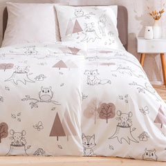 Linge de lit enfant, renard, chouette et animaux de la forêt, 100% coton Linge de lit - enfant Naty Shop Animaux de la forêt