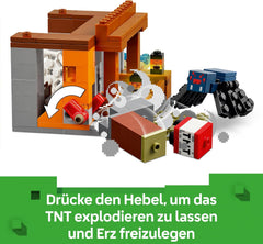 LEGO Minecraft Die Expedition zur Gürteltiermine - Jeux de jeu interactifs avec têtes de rotation et figurines de loup - Fonction TNT - Jeux de jeu pour jeunes et filles à partir de 8 ans - 21269