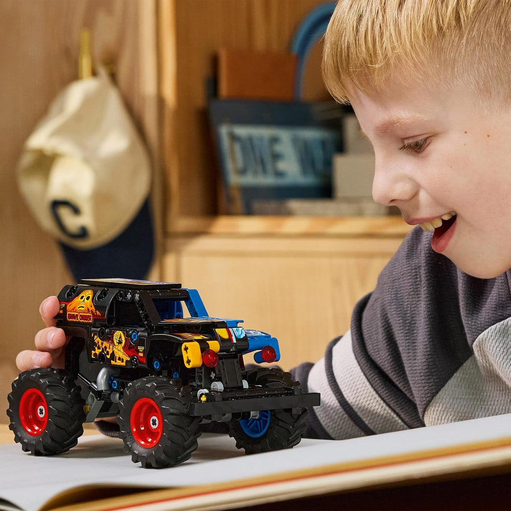 LEGO Technic Monster Jam Grave Digger Feuer und EIS - Monstertruck Modellbau & Konstruktionsspielzeug mit Rückziehmotor - Spielzeug für Kinder, Mädchen & Jungen - Geschenke für Kinder - 42219