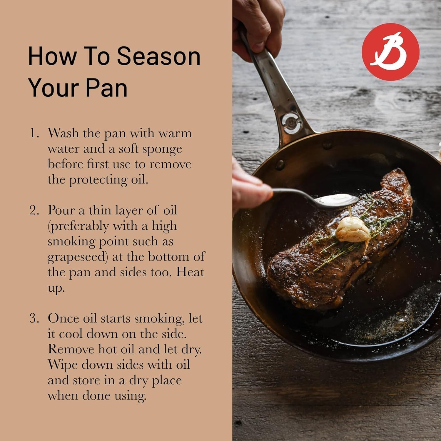 Poêle MINERAL B PRO En acier Casseroles et poêles Naty Shop