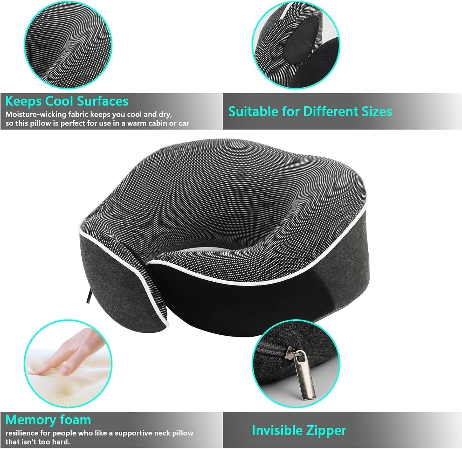KILDOWS Oreiller Cervical Avion, Oreiller de Voyage en Mousse à Mémoire de Forme, Oreiller de Voyage Avion avec Masque pour les Yeux et Bouchons d'Oreilles, Oreiller Cervical Orthopédique, Idéal pour Voyager en Avion, Voiture, Train Oreillers Cervicaux Orthopédiques Naty Shop