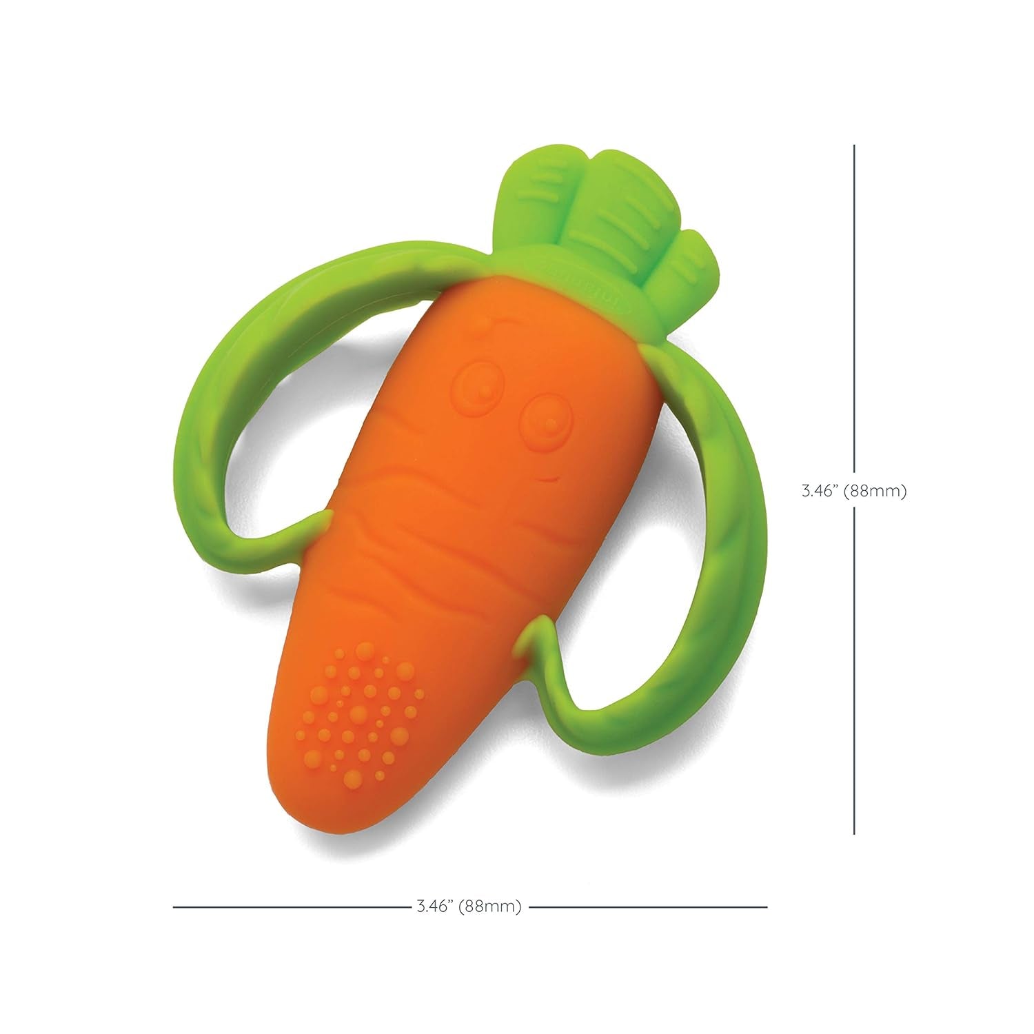 Infantino Lil' Nibbles, anneau de dentition en silicone texturé, jouet de dentition pour bébé sans BPA, doux, facile à tenir, stimulation sensorielle pour nourrissons, carotte