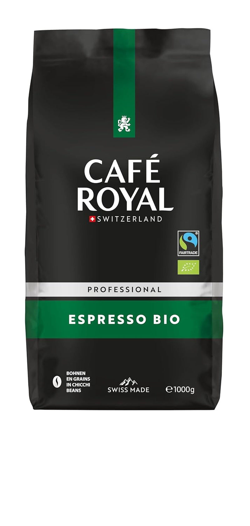 Café Royal Professional Line Bio Espresso – Machines à café pour machines entièrement automatiques, aromatiques, torréfaction foncée, étoiles 4/5, Bio & Fairtrade, 1 kg