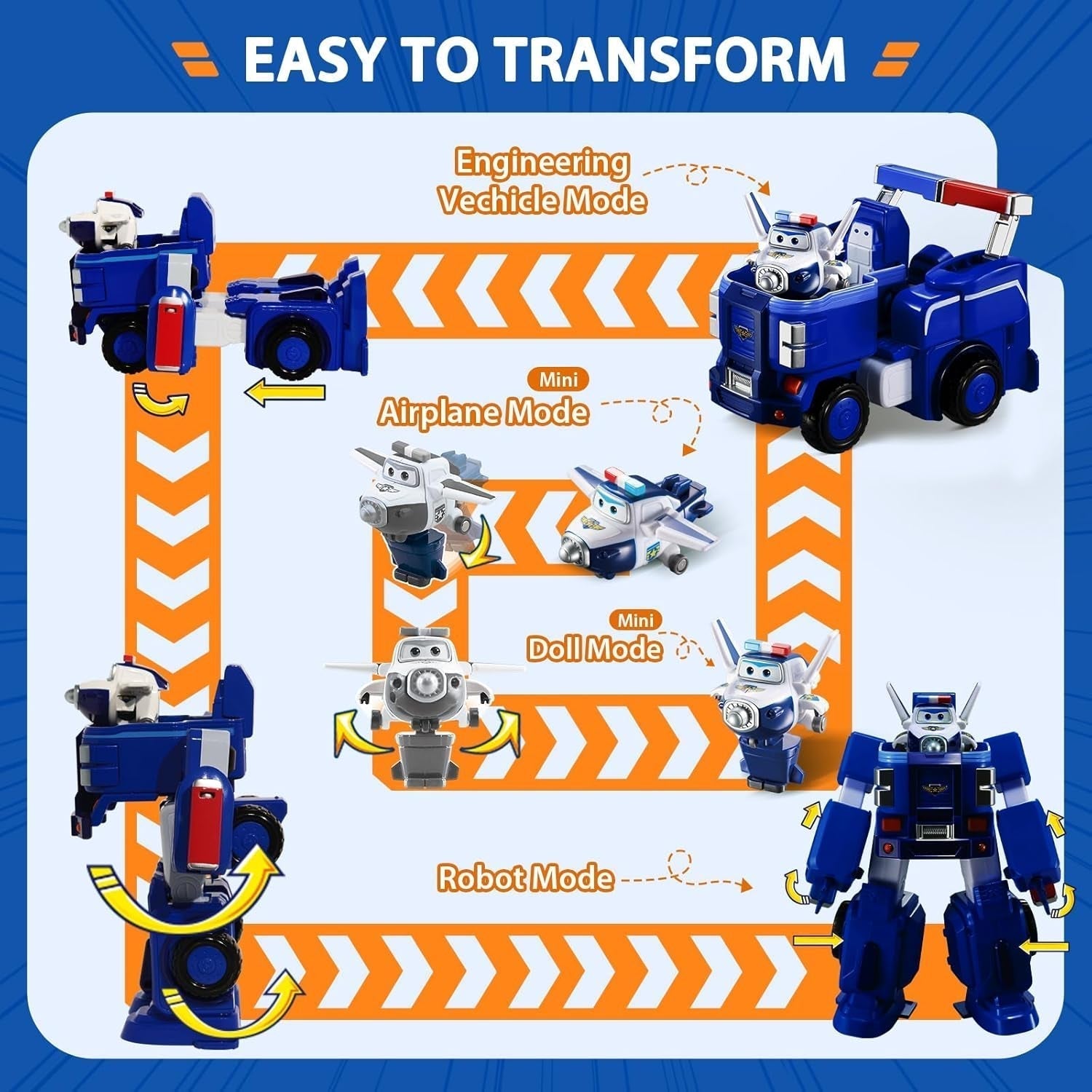 SUPER WINGS - VÉHICULE ROBOT CONVERTIBLE "PAUL'S CRUISER" 18 Cm + 1 FIGURE 5 Cm - Jouet voiture et avion Transform-A-Bots de la série animée - Jouets pour enfants à partir de 3 ans Figurines Naty Shop