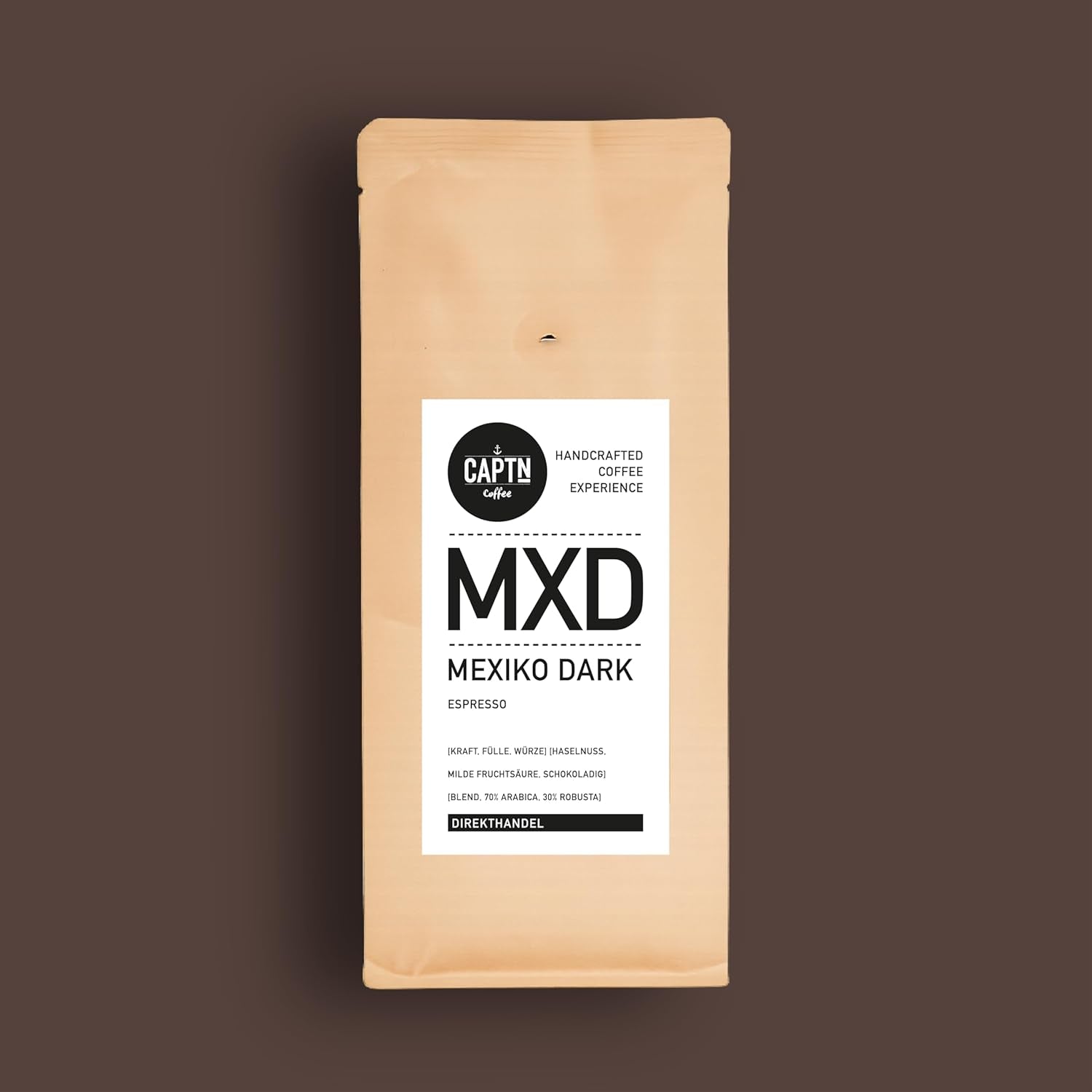 CAPTN Café MEXIKO FONCÉ Espressobohnen 1kg | Kräftig, Haselnuss, Chocolat | Ganze Bohne I Idéal pour les véhicules entièrement automatiques et Siebträger [Direkthandel]