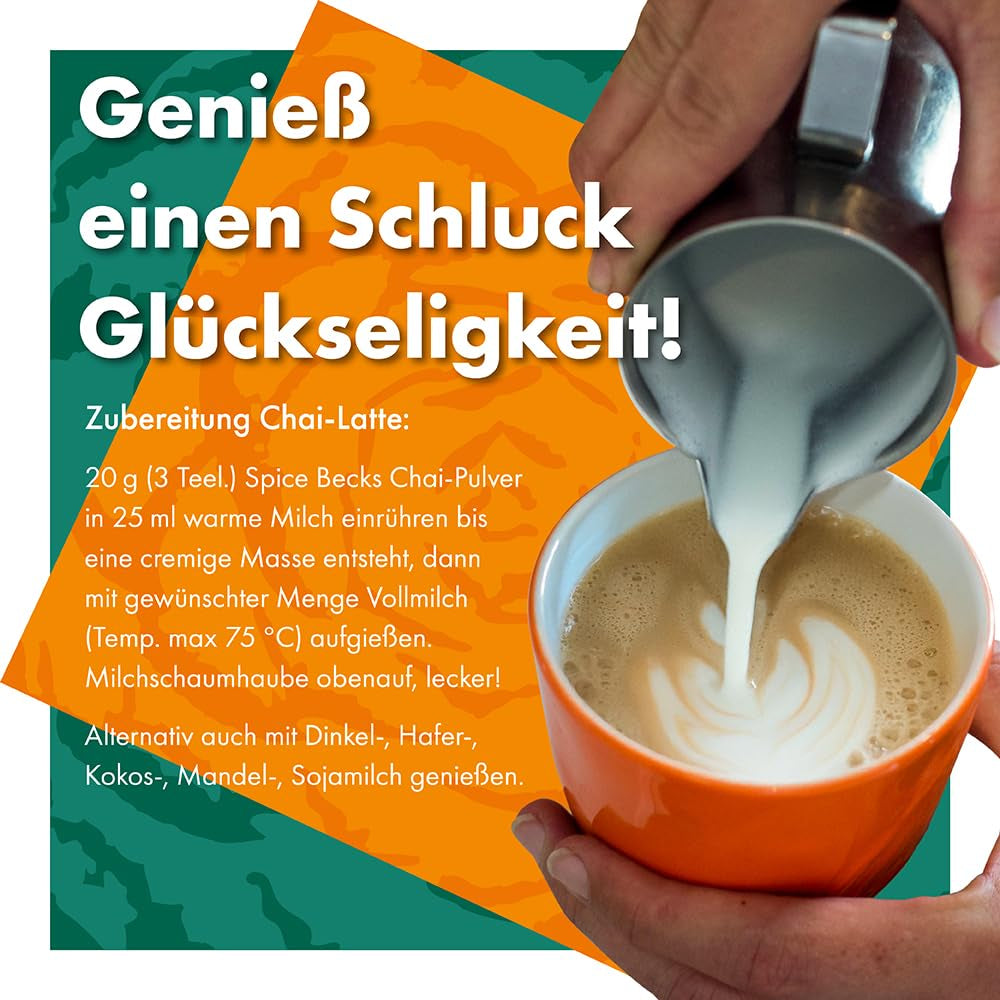 Becks Cocoa Om Masala Chai Tea Bio - Thé noir indien aux épices traditionnelles telles que la cannelle, la cardamome et le gingembre - Parfait pour le Chai Latte, 300g