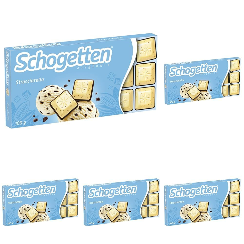 Tablette de chocolat Schogetten Stracciatella 100g, portion individuelle. Un délice. Pièce par pièce.