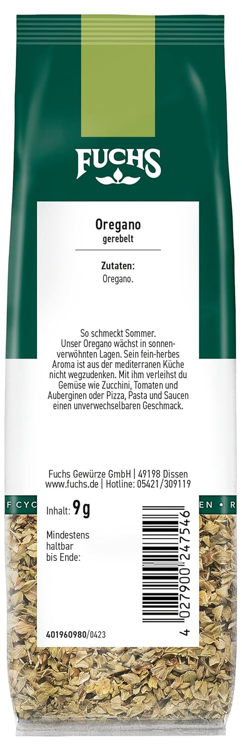 Fuchs Gewürze - Origan récolté dans le recyclage - 9 g