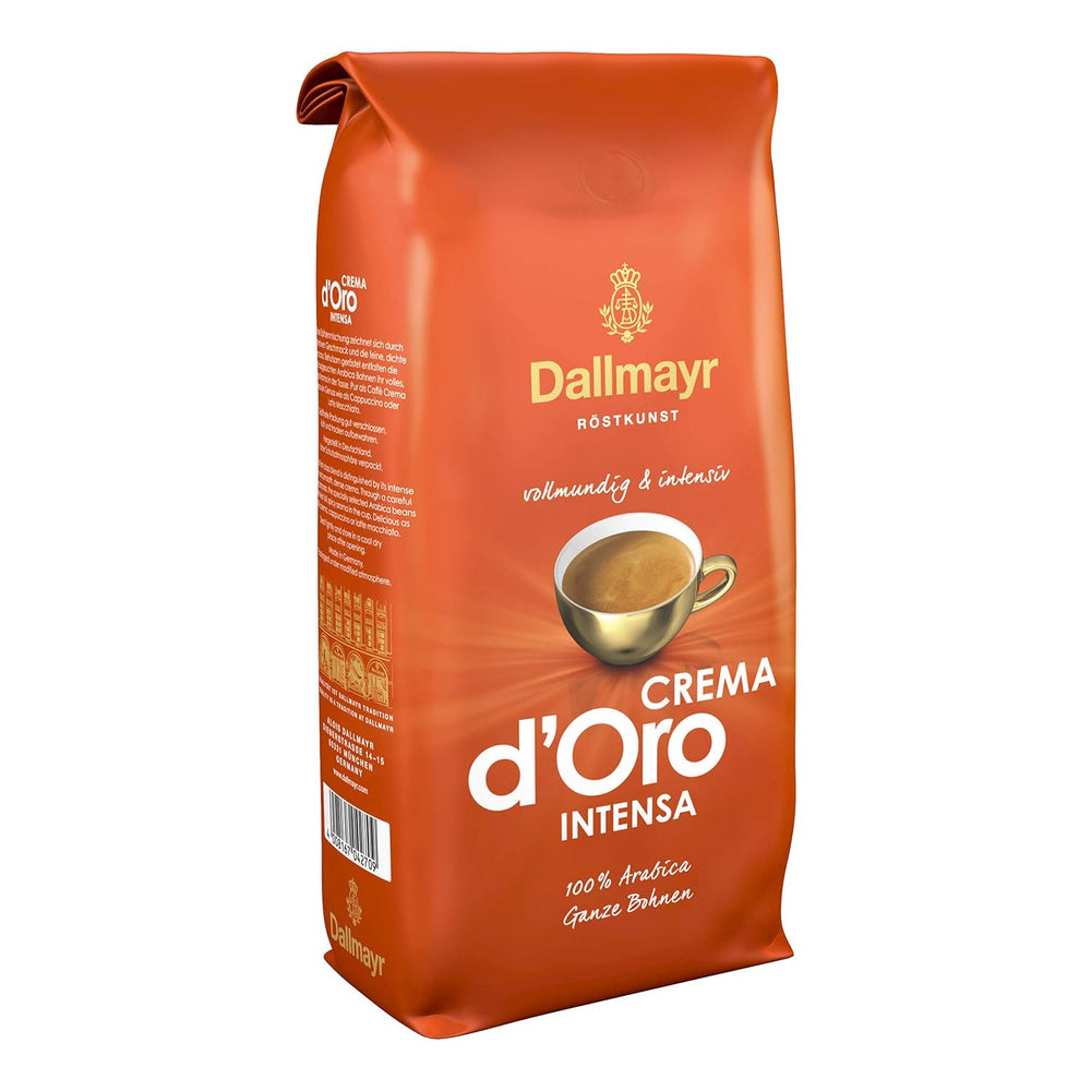 Café Crema d'Oro Intensa, café moulu, café torréfié, grains entiers, café en grains, 8 x 1000 g