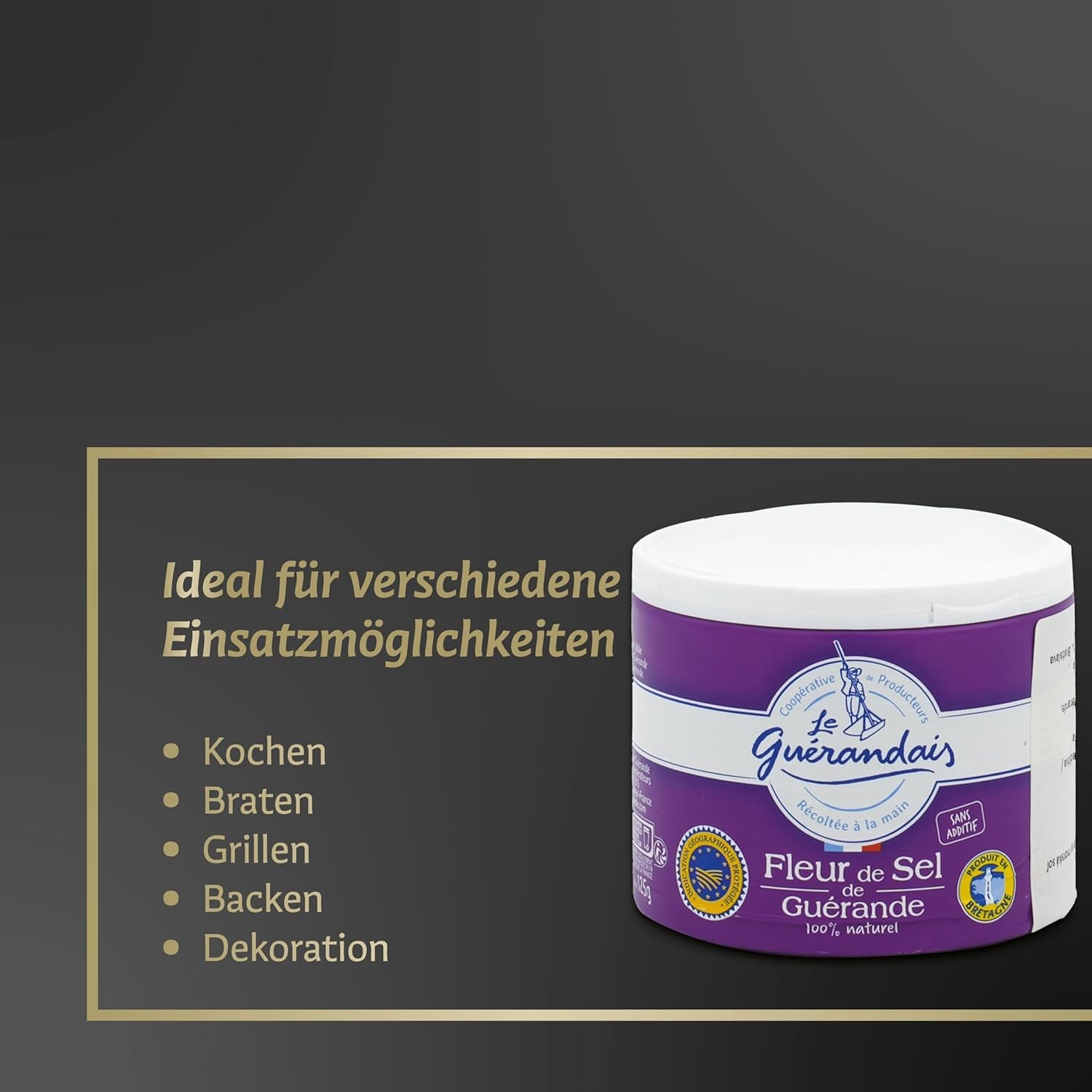 Handgeschöpftes Fleur de Sel, DE GUERANDE, Dose 125g