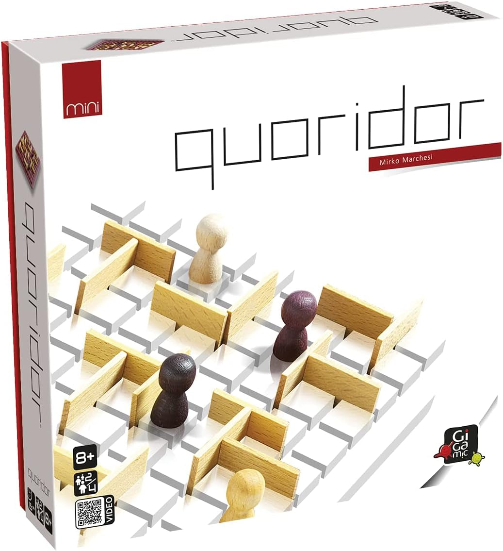 Gigamic, Quoridor Mini, jeu familial, jeu en bois, 2-4 joueurs, à partir de 8 ans, 15 minutes, allemand, multilingue, multicolore, coloré
