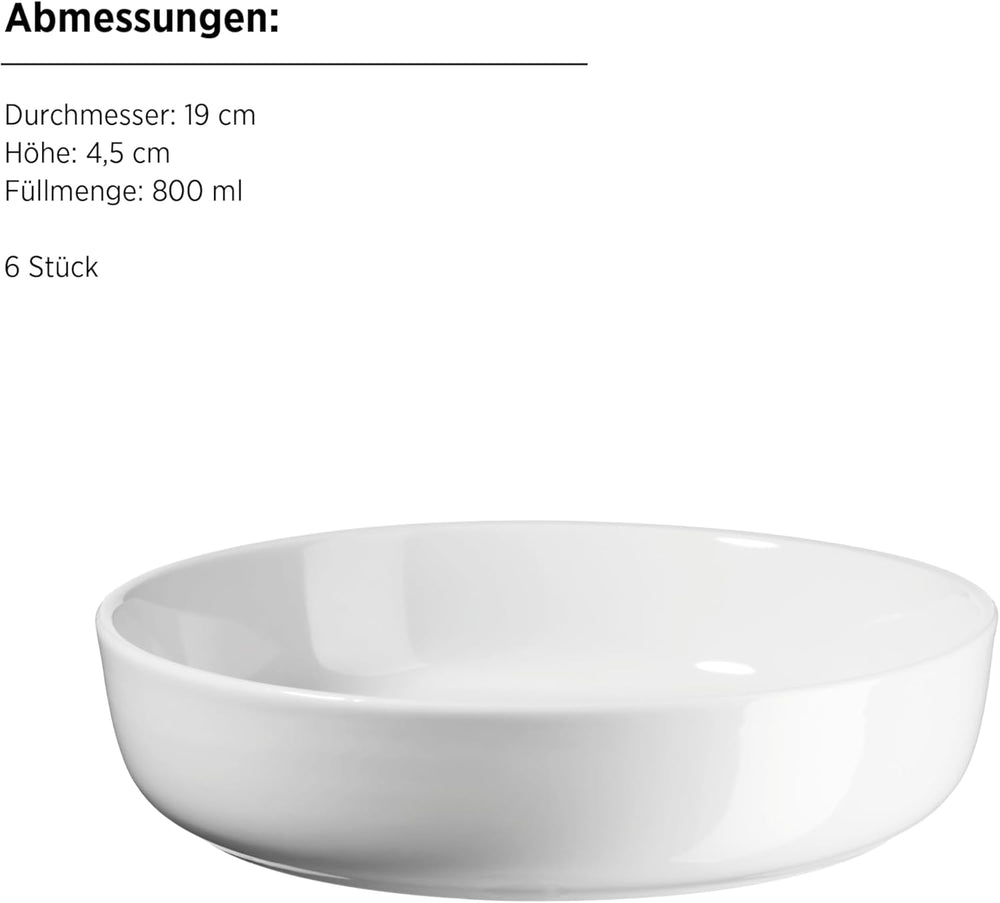 MÄSER, série Navina, service de table pour 6 personnes, vaisselle en porcelaine blanche, intemporelle, porcelaine, blanc