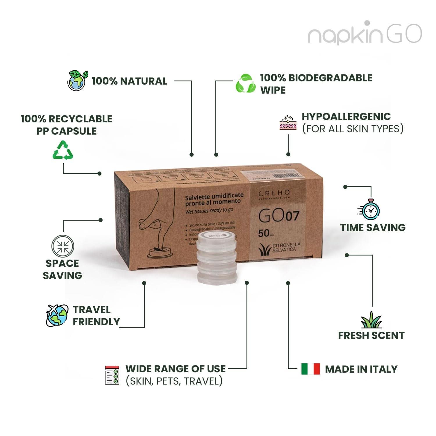 Chiffon de nettoyage à la citronnelle avec liquide 50 pcs Lingettes humides pour bébé Naty Shop