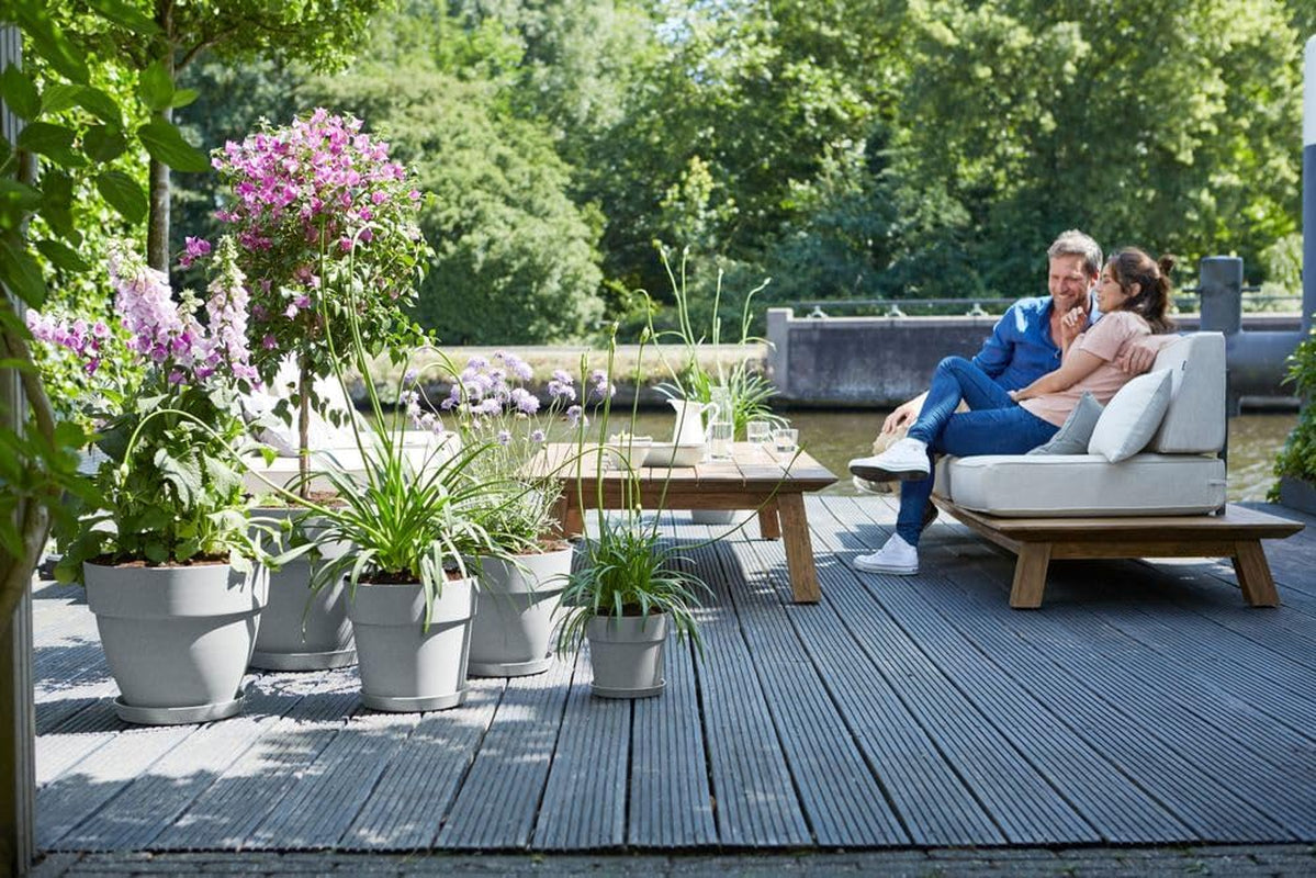 elho Vibia Straight Round 25 - Ghiveci de flori pentru exterior - Ø 24,3 x H 23,2 cm - Gri/Beton viu