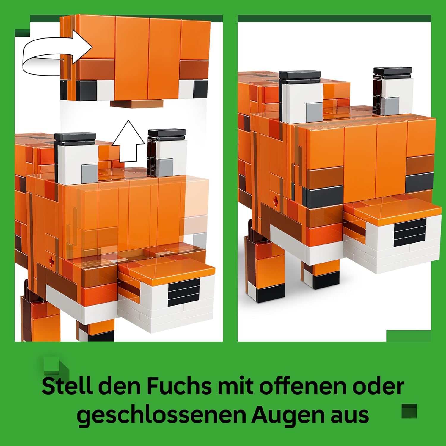 LEGO Minecraft Der Fuchs - Figurine de puzzle 3D avec accessoires - Décoration de jeu pour enfants ou zones de jeu - Jeu de jeu pour les jeunes, les filles et les fans à partir de 10 ans - 21588