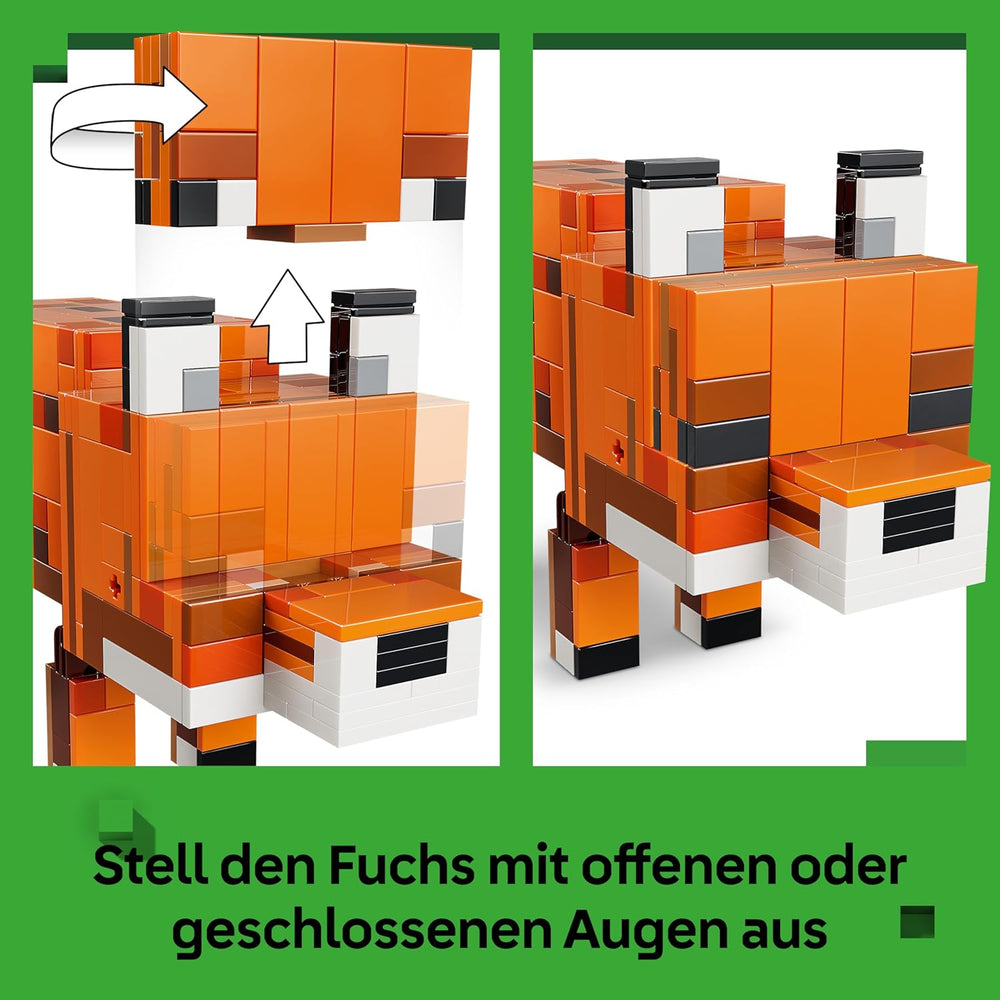 LEGO Minecraft Der Fuchs - Figurine de puzzle 3D avec accessoires - Décoration de jeu pour enfants ou zones de jeu - Jeu de jeu pour les jeunes, les filles et les fans à partir de 10 ans - 21588