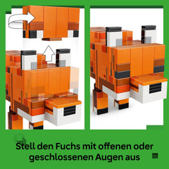 LEGO Minecraft Der Fuchs - Figurine de puzzle 3D avec accessoires - Décoration de jeu pour enfants ou zones de jeu - Jeu de jeu pour les jeunes, les filles et les fans à partir de 10 ans - 21588