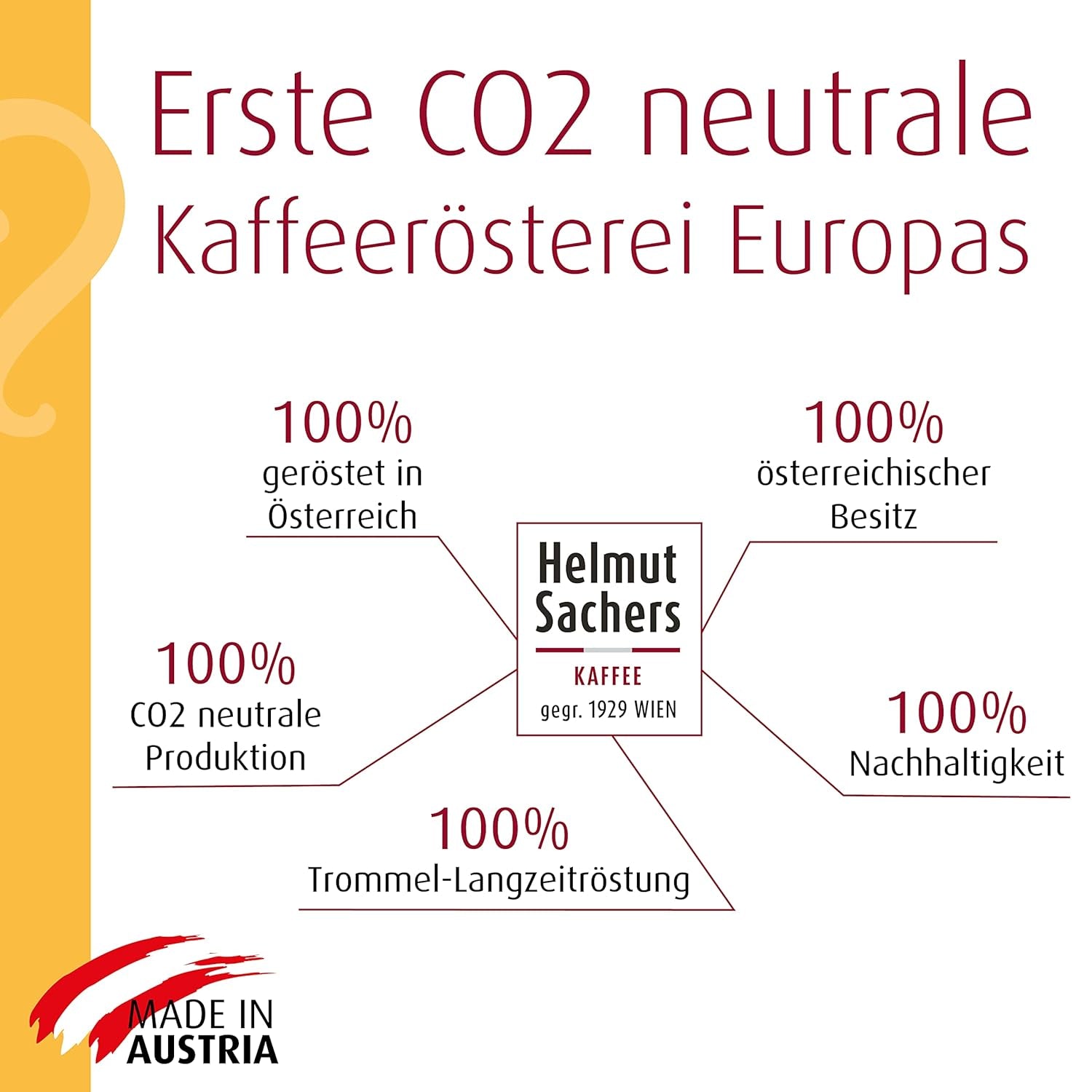 Café Helmut Sachers - Crème, Force 4/5, 100% Arabica, grains de café entiers, 6 x 500g