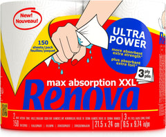Rouleaux de cuisine Renova Renova Ultrapower | 24 rouleaux XXL = 60 rouleaux standards | 3 couches ultra-absorbantes et à résistance maximale | Papier certifié Fsc
