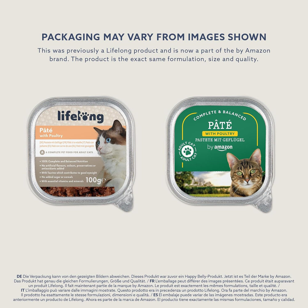 Lifelong by Amazon Katzenfutter, nass, Pastete mit Geflügel, 100 g, 16 pièces