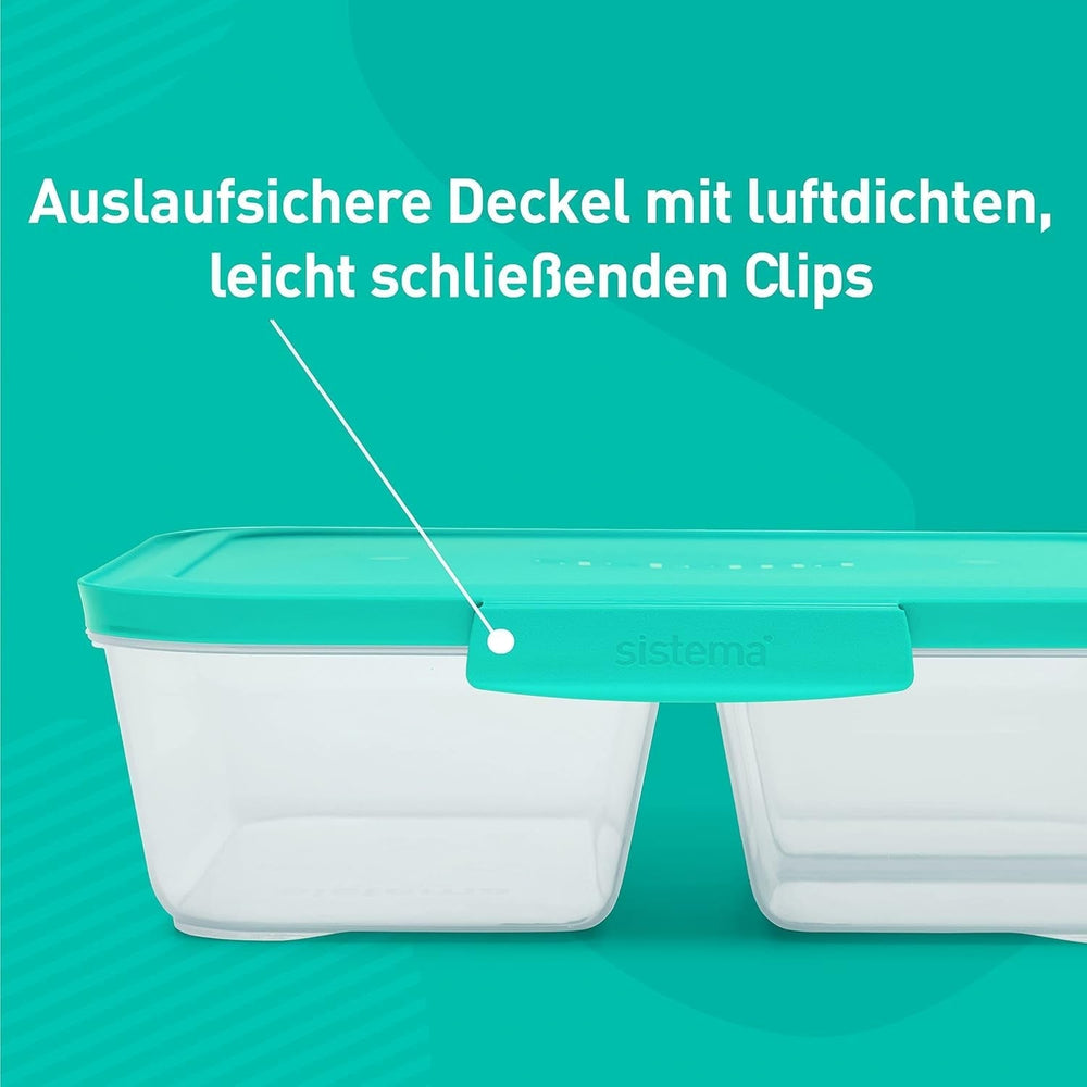 Conteneurs de stockage de nourriture du système Nest IT Boîtes de préparation de repas | Récipients de stockage hermétiques de 1,9 litre avec TROIS compartiments et couvercles | Sans BPA | Vert | 5 pièces boîtes de conservation alimentaire Naty Shop