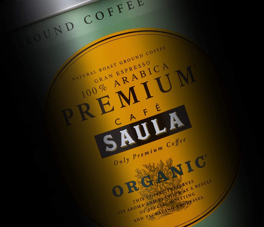 Café en grains premium Saula, pack de 2 boîtes x 500g. 100% Arabica biologique