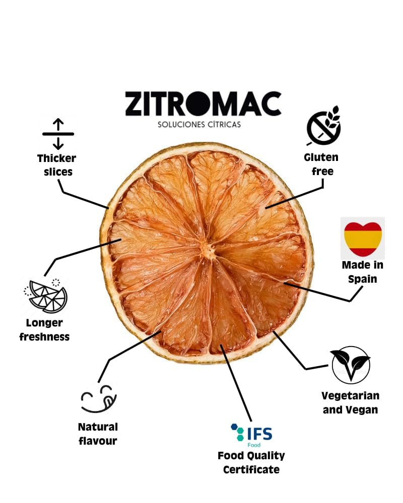 90g de tranches de citron séchées|fruits secs pour décoration de cocktails|citrons séchés pour décoration pour Noël, pâtisserie, boissons, gin, vin chaud, thé|citrons de qualité 100% naturels sans sucre Naty Shop Produits Déshydratés