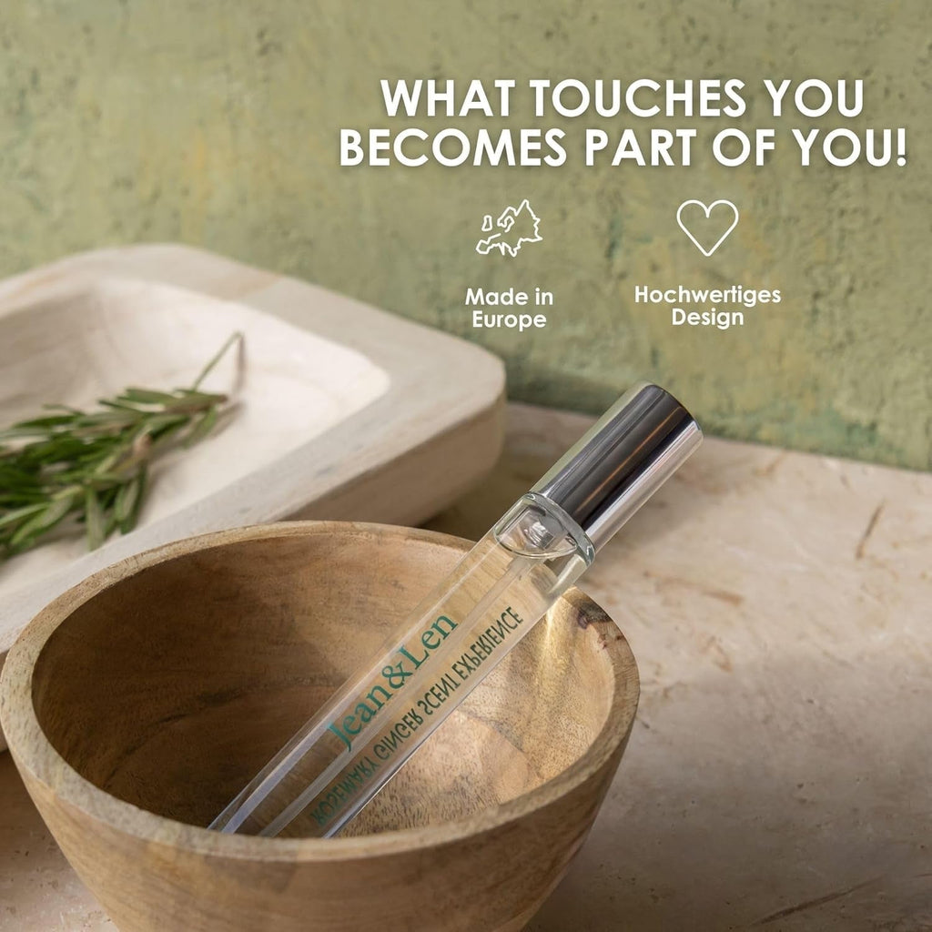 Jean & Len Scent Experience Rosemary & Ginger, Apă de toaletă cu aromă de rozmarin și ghimbir, Mini parfum practic, Ideal pentru călătorii, Sticlă de înaltă calitate, 10 ml