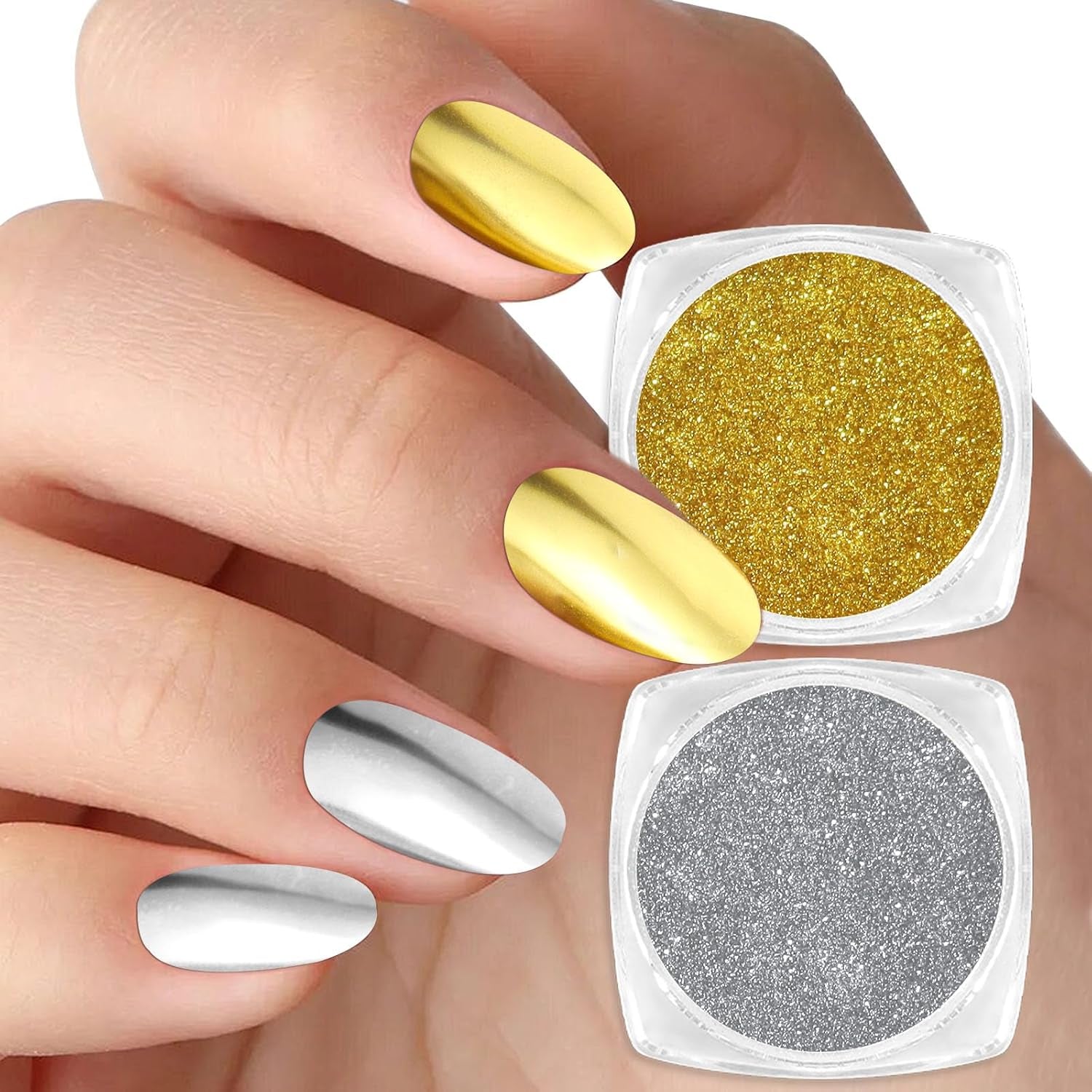 White Pearl Chrome Nagel Pulver, Irisierendes Aurora Pulver Metallic Spiegel Effect Glitter Pulver Pearlescent Eis Transparent Meerjungfrau Pigment Perle Glitter Staub pour Nail Art Décoration