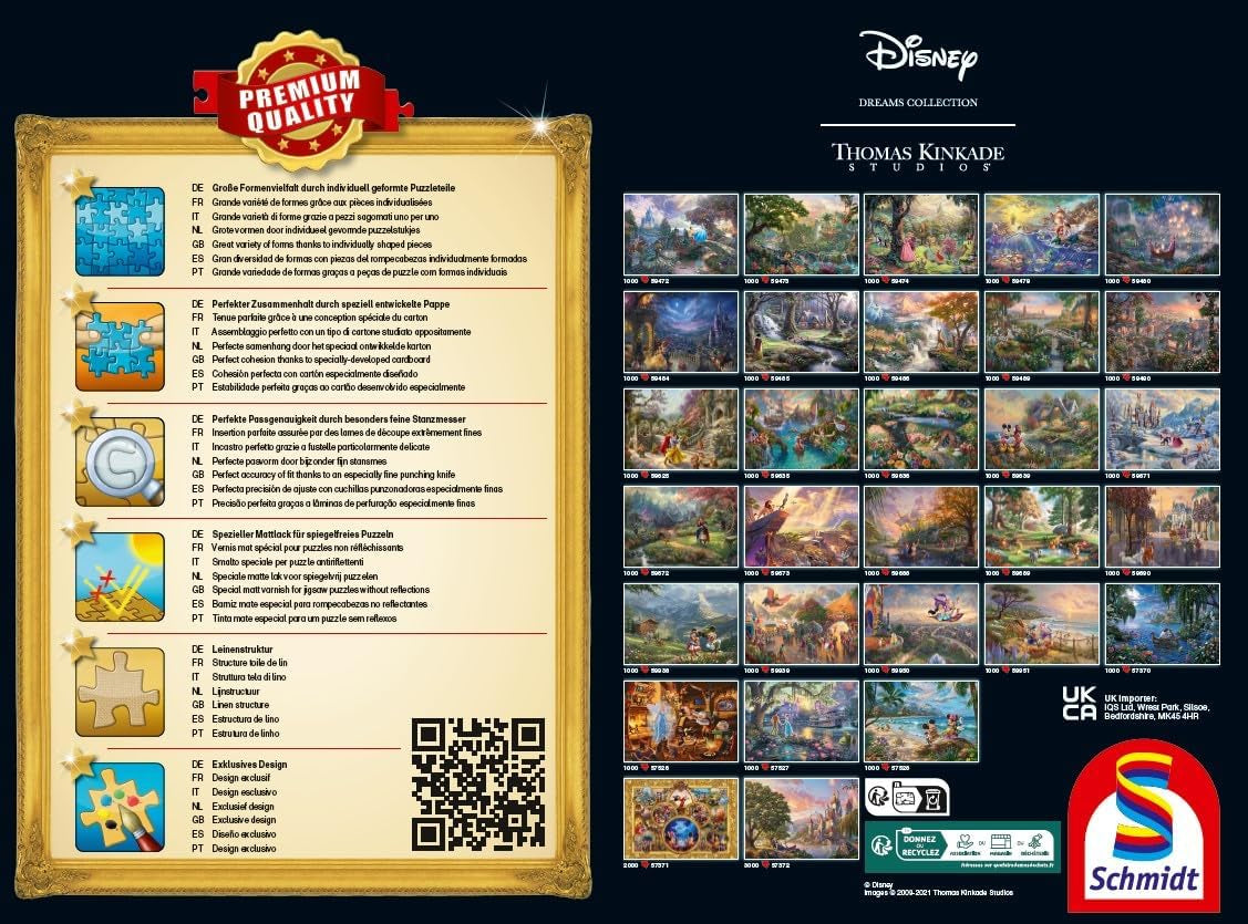 Schmidt Spiele 58043 Thomas Kinkade, Disney, Cendrillon dansant à la lumière des étoiles, puzzle 1000 pièces, puzzle coloré Naty Shop