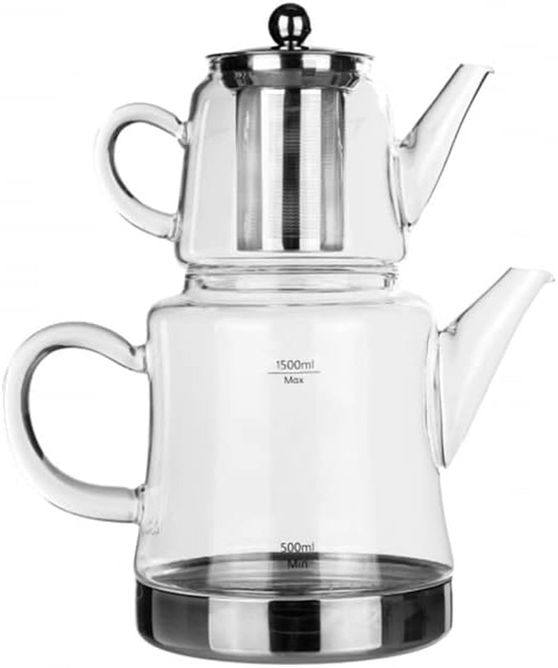 Karaca Caysever Robotea Pro Machine à thé automatique parlante 4 en 1 avec filtre chauffe-bouillie et bouilloire théière turque 2500 W gris sidéral
