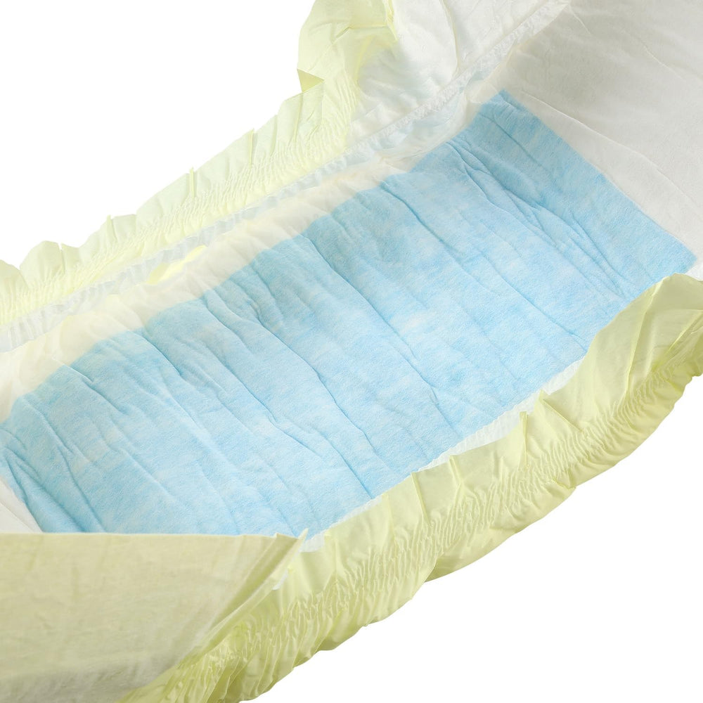 CutiePlusU Lot de 10 couches jetables pour incontinence avec boucles pour femme et homme, absorption maximale pendant la nuit – Jaune (taille moyenne 71-96 cm)