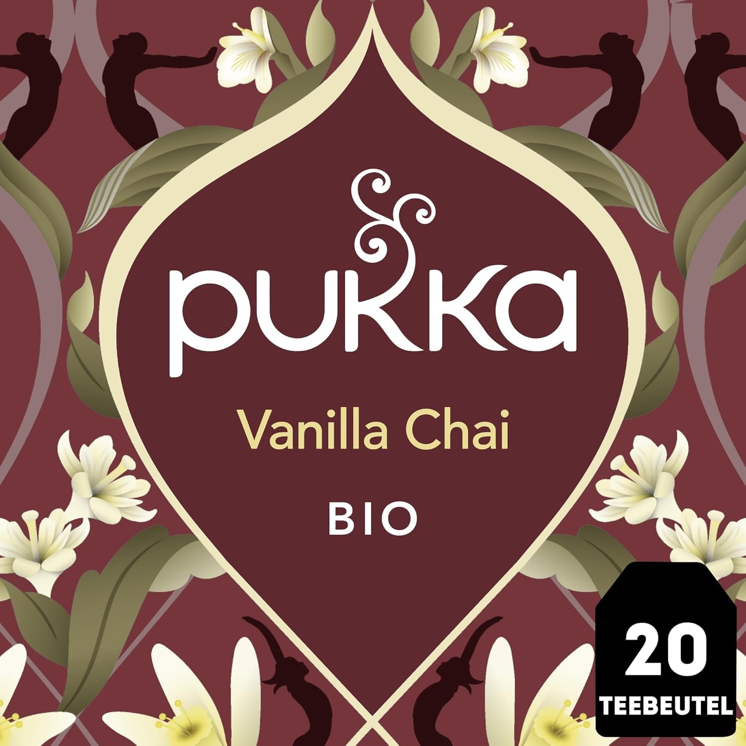 Pukka | Amestec de ceaiuri aromatizate bio „Vanilla Chai” | Scorțișoară, ghimbir și vanilie | Ceai pentru o răsfățare cu dulceață naturală | Pachet de 1 | 20 pliculețe de ceai