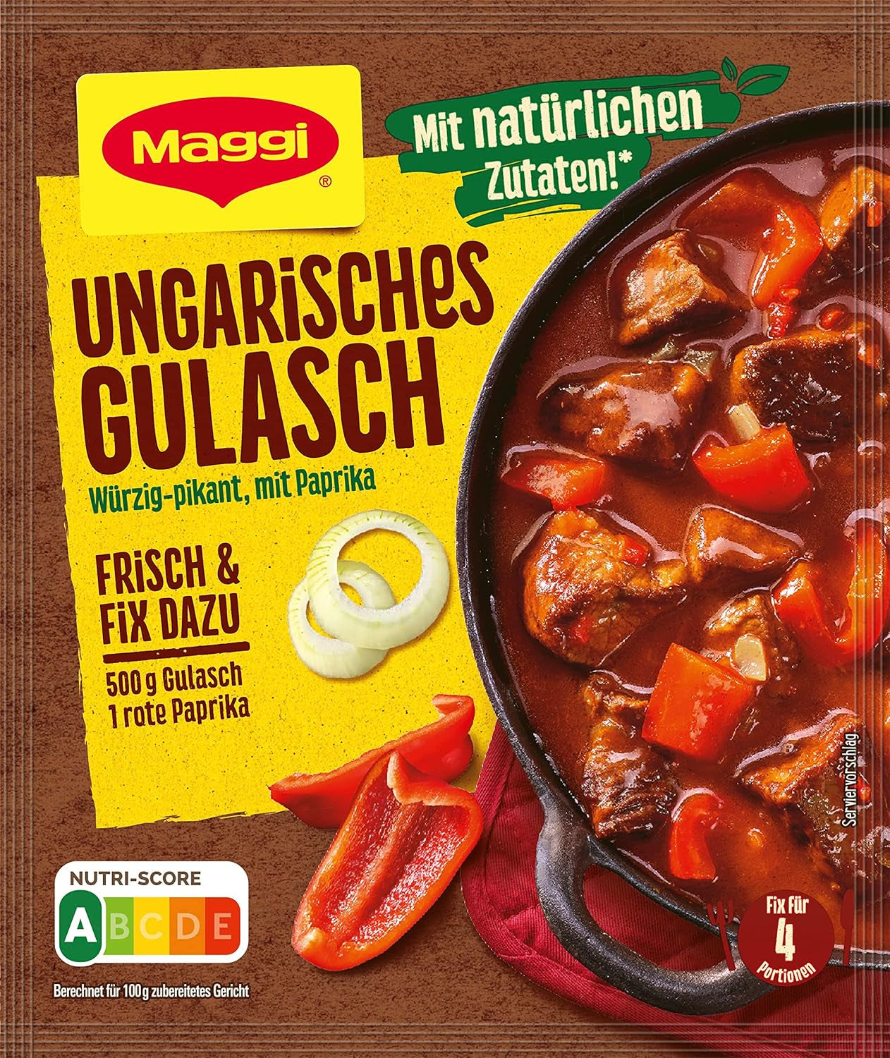 MAGGI Fix pour goulasch hongrois, Würzmischung, avec ingrédient naturel*, pour 4 portions, 1er paquet (1 x 56g Packung)