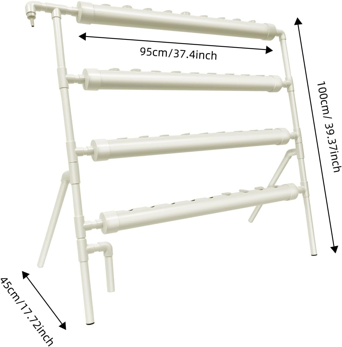 Système hydroponique, kit de culture hydroponique en tour, support de jardinière à 4 niveaux avec 36 trous de plantation, systèmes de culture de plantes sans sol pour jardin, bureau et autres espaces intérieurs et extérieurs
