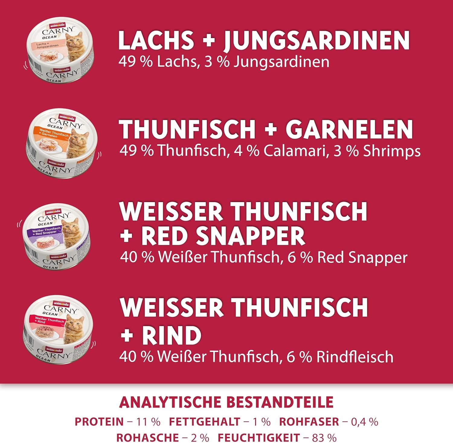 animonda Carny Adult Ocean Marine Variety No. 1 (12 x 80 g), hrană umedă pentru pisici adulte, hrană umedă cu file fraged de pește, hrană pentru pisici fără cereale și fără zahăr