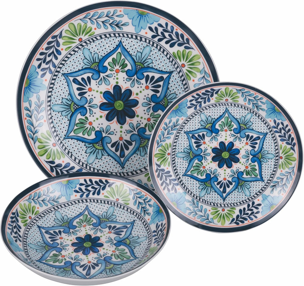 Service de table en porcelaine 18 pièces, 6 ensembles d'assiettes différents, Andalousie