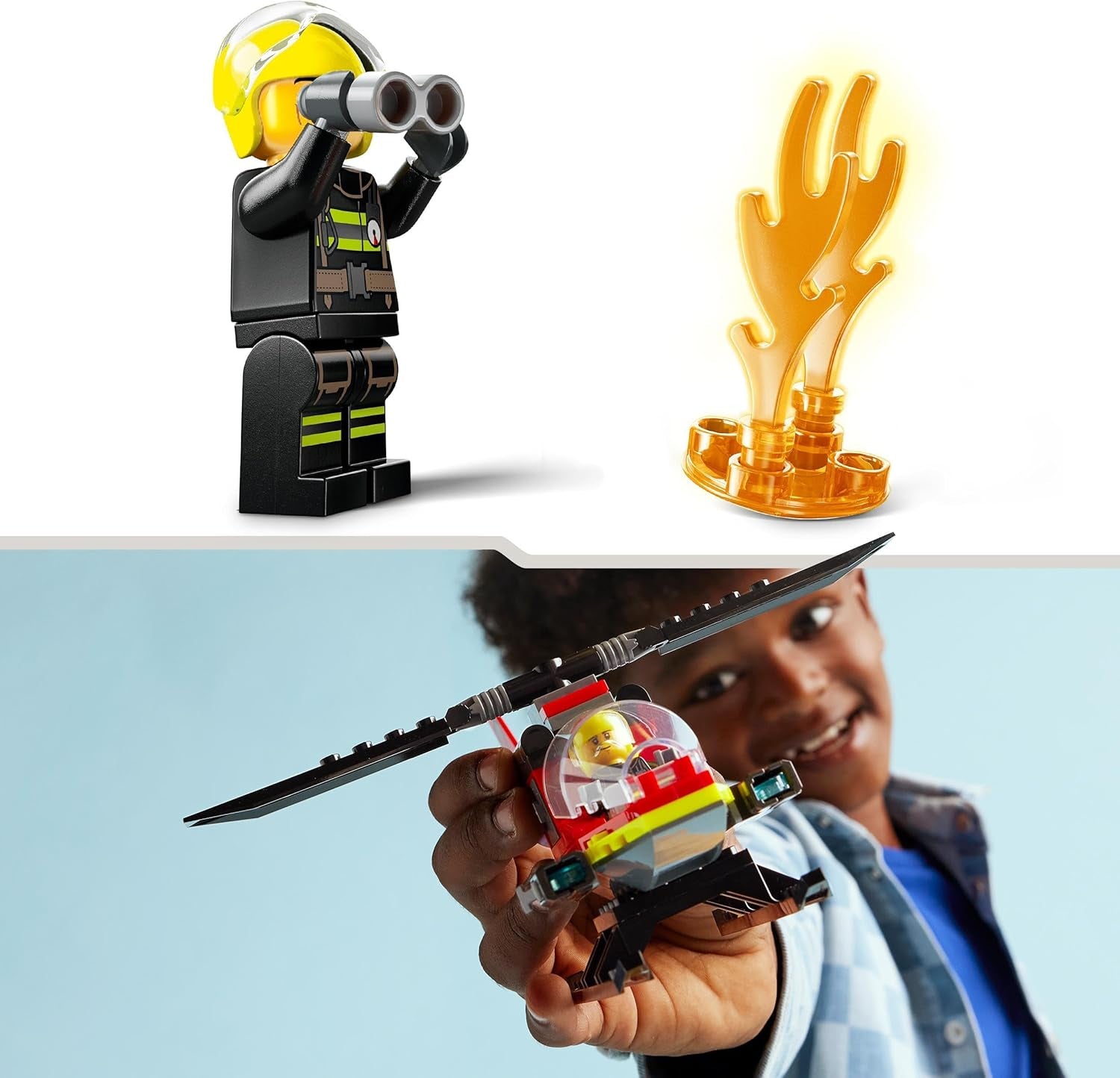 Hélicoptère des pompiers de LEGO City, ensemble de jouets d'hélicoptère et de figurines de pilote, hélicoptère de pompiers pour une expérience de jeu imaginative, cadeau pour les enfants, garçons et filles à partir de 5 ans 60411 Jeux de construction Besuche den LEGO-Store