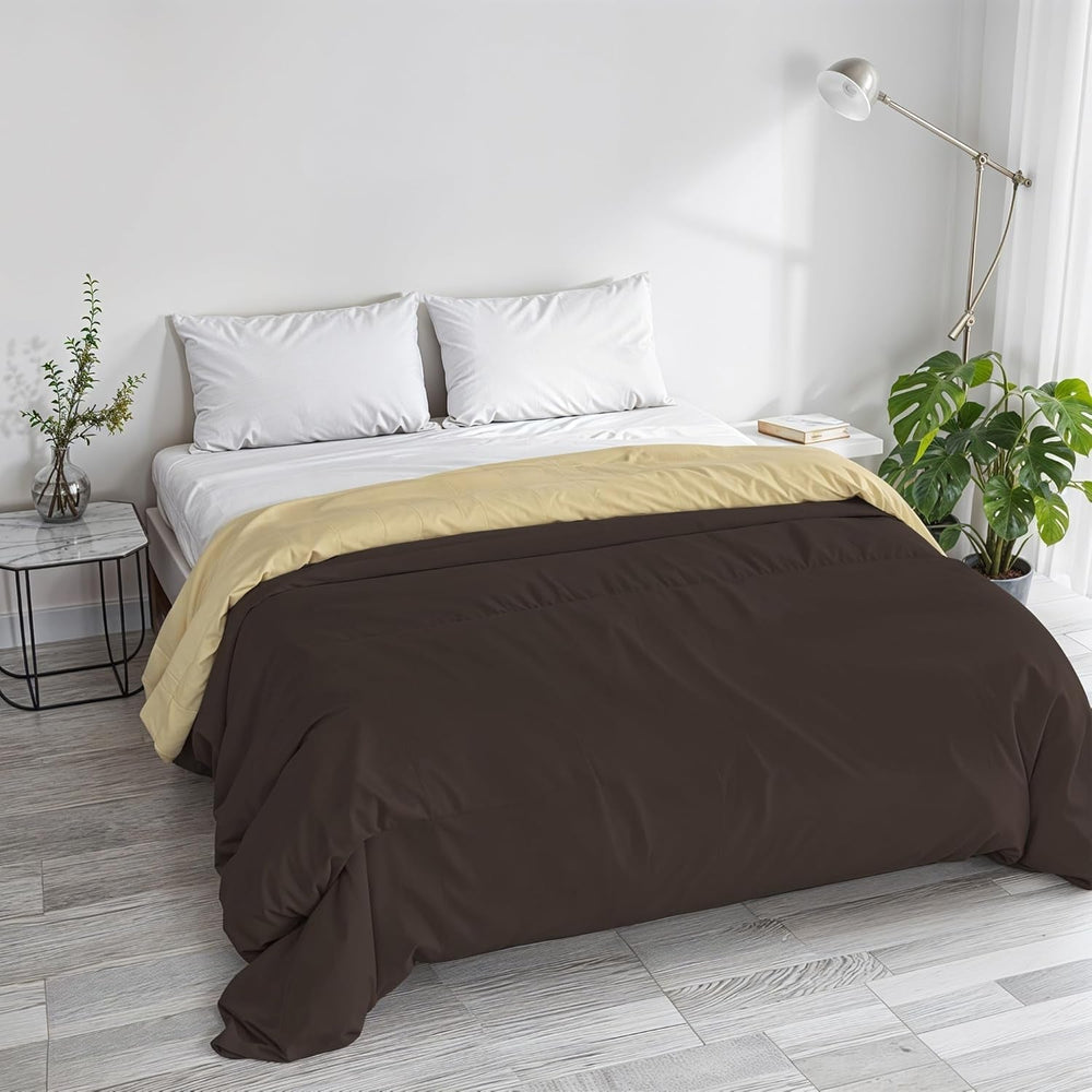 Couette hiver basique, unie et doublée, vert foncé/crème, 200X245Cm Naty Shop couettes et couettes Marron/crème 250X245Cm
