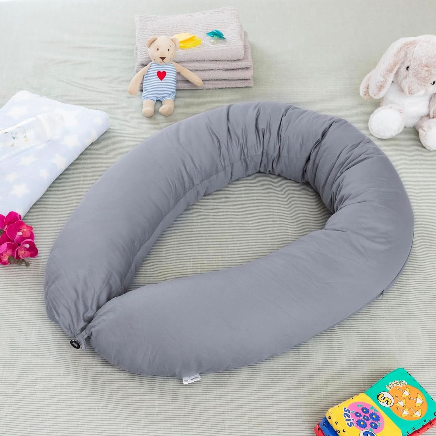 Innovagoods - Coussin d'allaitement multifonctionnel, Design ergonomique pour la détente de la mère et de l'enfant, Ajustable pour différentes positions, Lavable, Coloré, Accessoires en polycoton Alimentation et Allaitement Baby Naty Shop