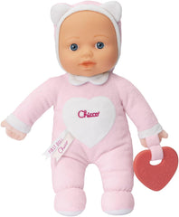 Chicco Meine erste Puppe Spielzeug, Kuschelpuppe mit weichem Beißherz, weich und leicht, Babyspielzeug, maschinenwaschbar, 0 Monate Plus, Rosa
