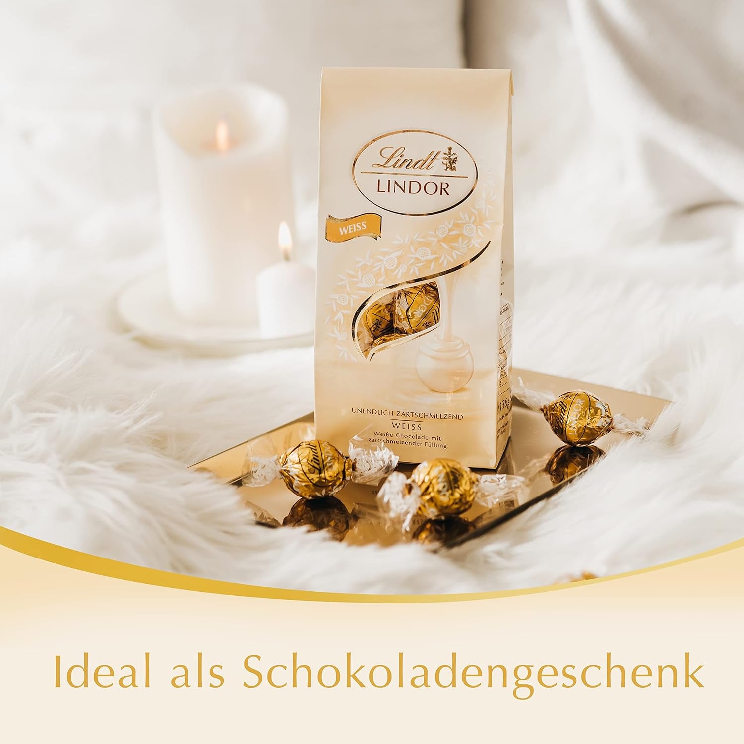 Boules de chocolat blanc Lindt LINDOR | Sachet de 137g | Env. 10 boules de chocolat blanc fourrées fondantes | Coffret cadeau chocolat | Coffret Cadeau Chocolat (Pack de 2)